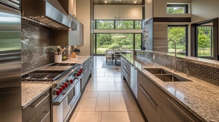 Obraz premium Modern Kitchen with Spacious Design and Natural Light