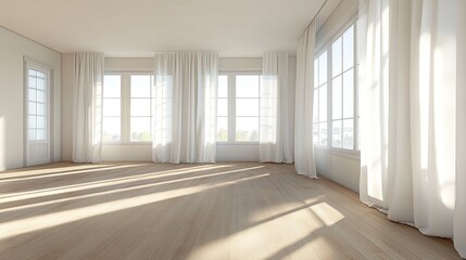 Obraz premium Bright and Airy Interior Space with Large Windows