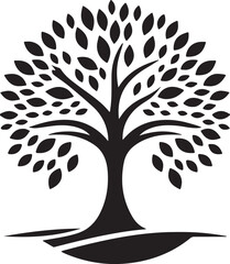 Tree logo silhouette image, big tree illustration, generative AI
