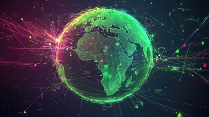 Obraz premium Digital Globe with Data Flow