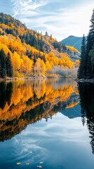 Autumn Reflections on a Serene Lake