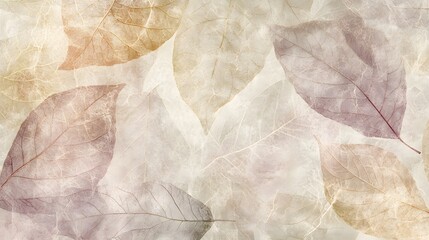 Large art with painted leaves on a textured wall in pastel colors, designed as photo wallpaper for interior decor