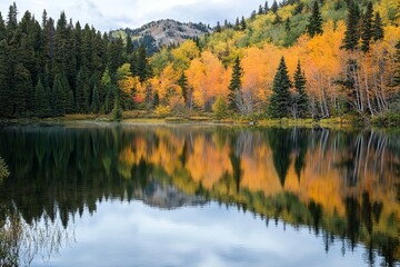 Autumn Reflections on a Serene Lake