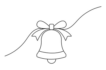 Christmas bell continuous one line drawing and outline editable stroke