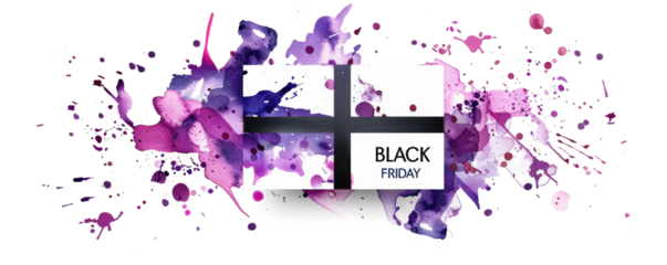purple black "Black Friday" watercolor background isolated on white or transparent png