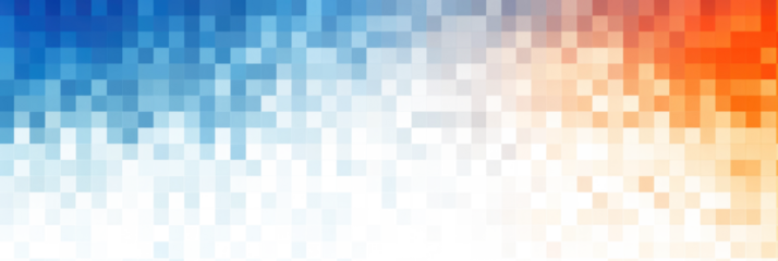 falling orange blue pixel squares isolated on white or transparent png