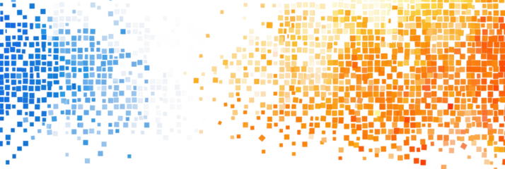 falling orange blue pixel squares isolated on white or transparent png