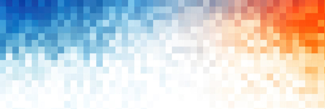 falling orange blue pixel squares isolated on white or transparent png