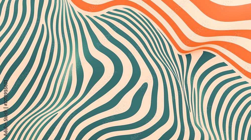 Aufkleber a vibrant abstract pattern featuring flowing lines and waves in teal and orange, perfect for modern 