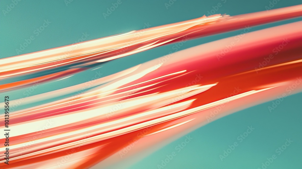 Poster a vibrant abstract swirl with dynamic lines in red and aqua, creating a sense of movement and modern