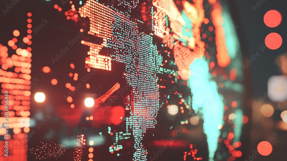 Aufkleber abstract digital map with vibrant colors showcasing global data connections and technological innova