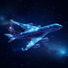 Abstract Digital Flight Plane with Futuristic Geometric Patterns photo