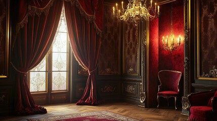 Elegant Vintage Room with Rich Red Decor
