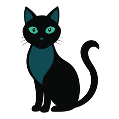 modern black cat  silhouette on white background
