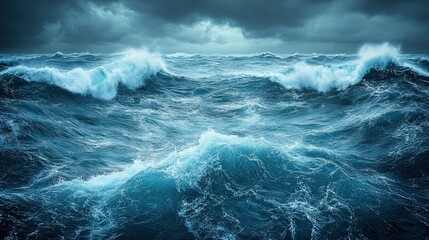Obraz premium Stormy Ocean Waves Under a Dark Sky