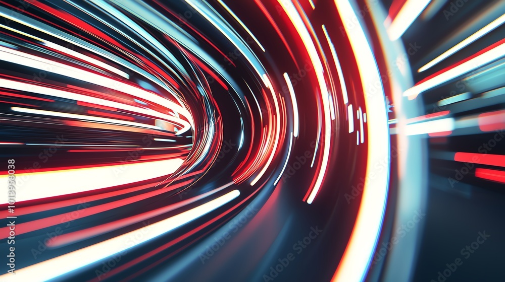 Poster dynamic abstract light trails showcasing vibrant colors and motion, representing speed and energy in
