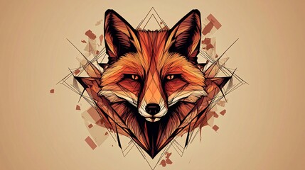 Geometric illustration of a fox's head with geometric shapes.