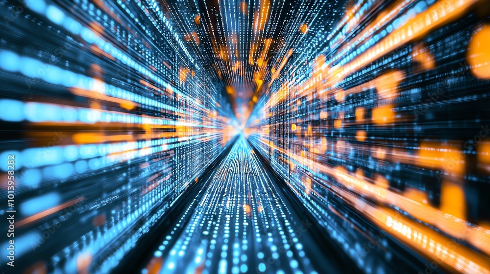 Aufkleber dynamic digital abstract image depicting high-speed data transfer in vibrant colors, illustrating te