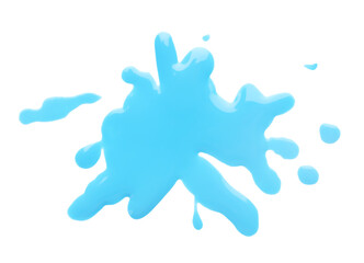 Blot of light blue printer ink isolated on white, top view