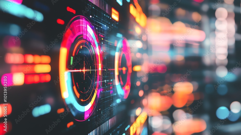 Aufkleber vibrant abstract digital art featuring colorful circular patterns, perfect for technology and modern