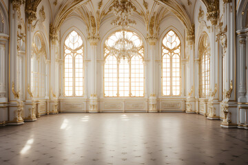 Obraz premium Royal princess empty room in white and golden tones