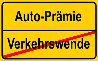 Fototapeta premium Symbol picture, place-name sign, car bonus, scrapping bonus, environmental bonus, purchase bonus, Germany, Europe