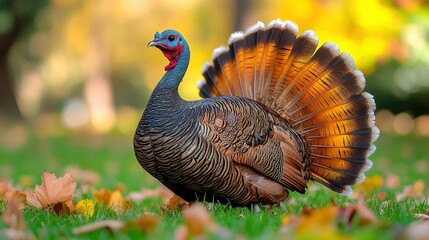 Fototapeta premium Wild Turkey in Autumn Foliage