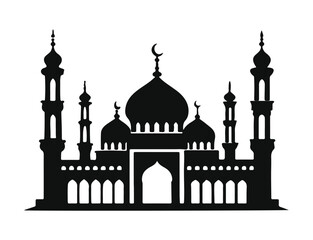  Stylized silhouette design of a mosque with minarets