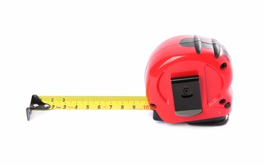 One measuring tape isolated on white. Construction tool