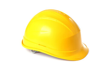 Fototapeta premium Yellow hard hat isolated on white. Safety equipment