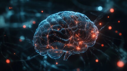 Fototapeta premium x-ray of human brain with neon lights