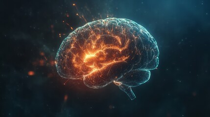 Obraz premium x-ray of human brain with neon lights