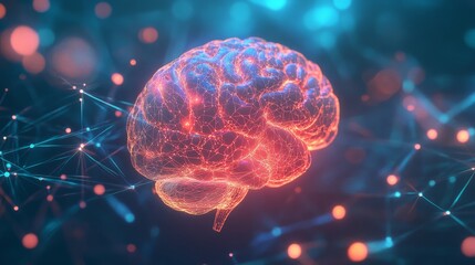 Fototapeta premium x-ray of human brain with neon lights