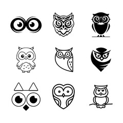 Owl icon logo collection PNG transparent background