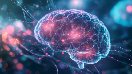 Fototapeta premium x-ray of human brain with neon lights