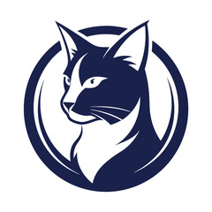 modern cat head logo icon silhouette style on white