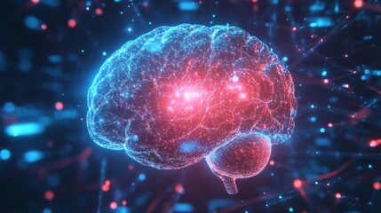 Fototapeta premium x-ray of human brain with neon lights