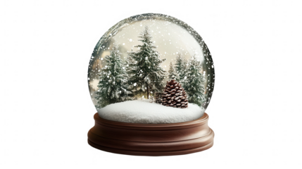 Enchanting Christmas Snow Globe, Isolated on White, PNG File, Transparent Background
