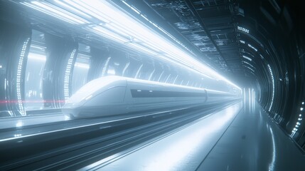 Desolate Futuristic Train Station in Ray Tracing Hostile AI Dystopia Concept Art