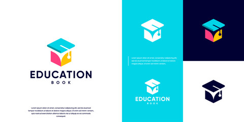 graduation cap with digital book concept, education, electrical network, design vector template.