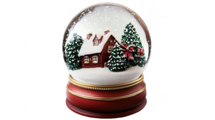 Enchanting Christmas Snow Globe, Isolated on White, PNG File, Transparent Background