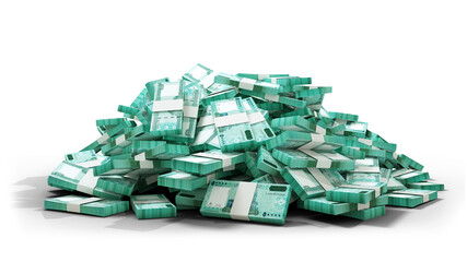 Fototapeta premium 3D Stack of Somali shilling notes isolated on transparent background. Somalia currency