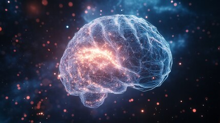 x ray of human brain. human brain with neon colours