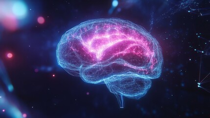 Obraz premium x ray of human brain. human brain with neon colours
