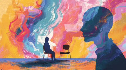 A visual of mental health professionals helping individuals navigate sadness and emotional distress through therapy.