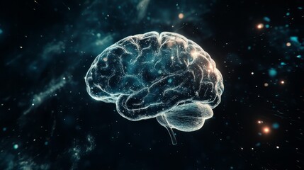 x ray of human brain. human brain with neon colours