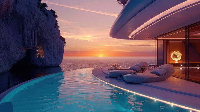A visual of luxury lifestyle experiences that foster happiness through relaxation, travel, and exclusive activities.