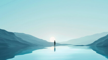 A visual of minimalists using mindfulness and emotional reflection to overcome sadness and cultivate happiness.