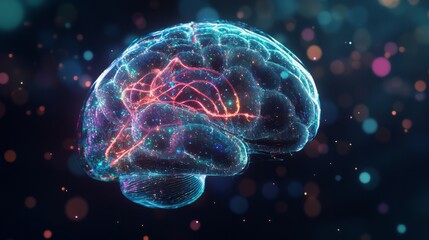 Fototapeta premium x ray of human brain. human brain with neon colours