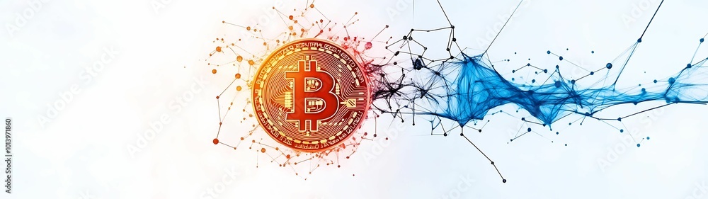 Poster exploring the rise of cryptocurrency and blockchain technology understanding bitcoin's impact on fin